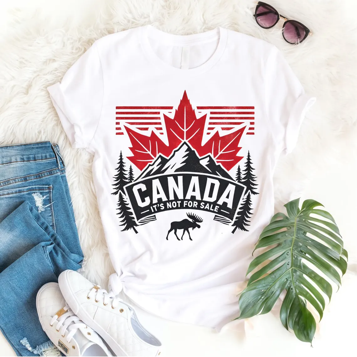 Comstylish Women's Canada It's Not For Sale Print Crew Neck Short Sleeve T-shirt