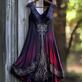 Women's Vintage Viking Tree Of Life Casual Comfort Sleeveless Dress elevenforest