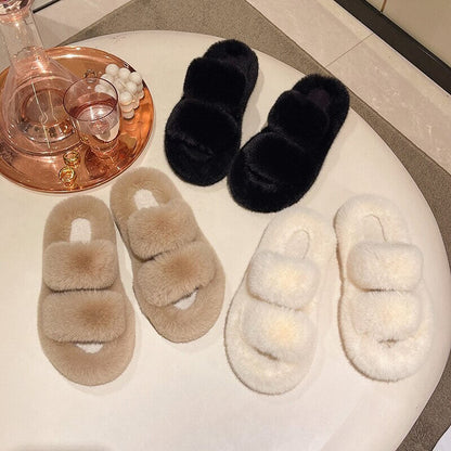 Ella Faux Fur Slides Sandals