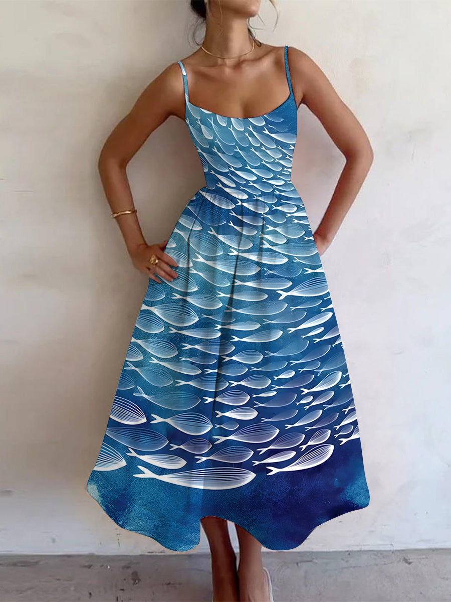 Women's Vacation Fish Ocean Art Print Dress