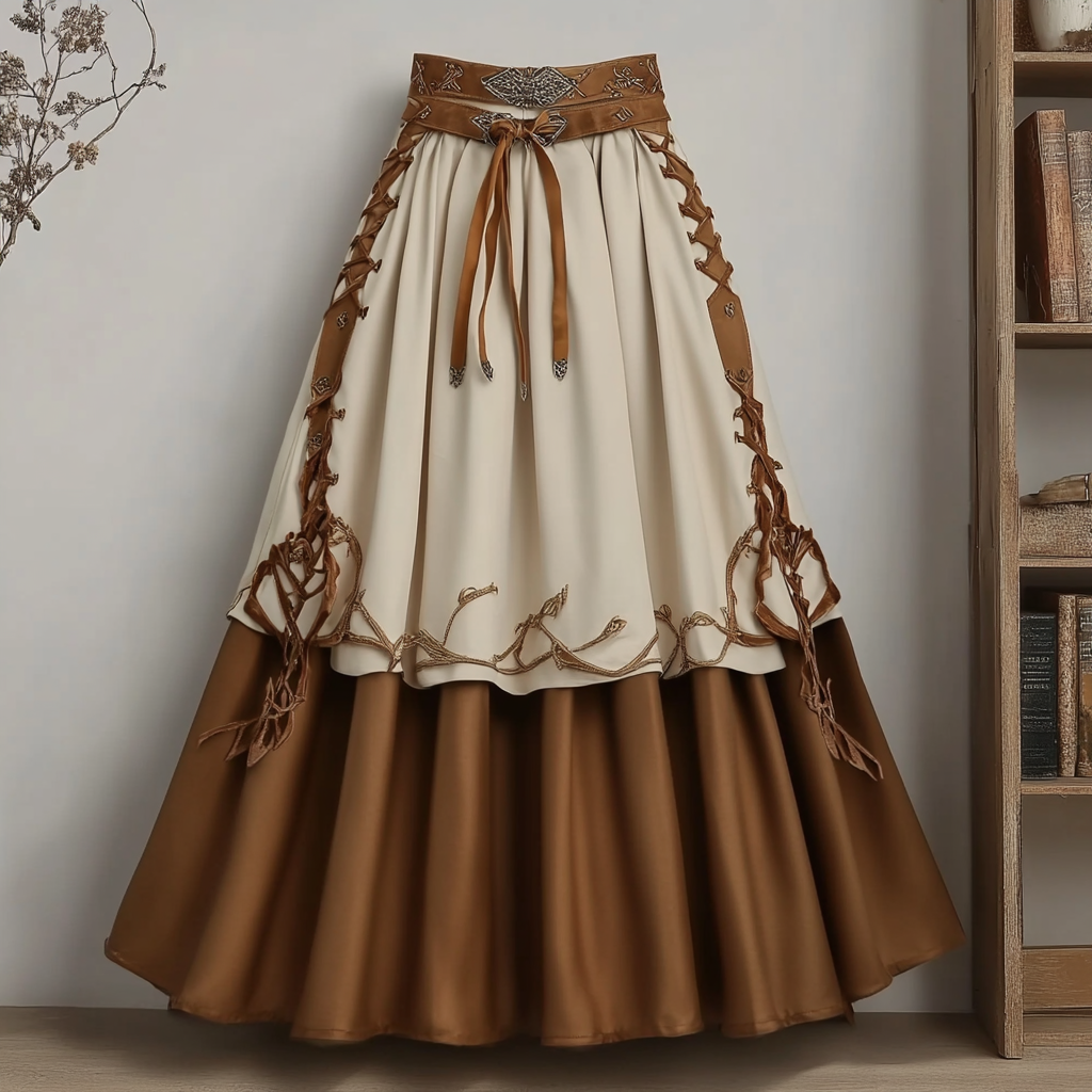 Women's Vintage Viking Rune Cotton And Linen Casual Skirt elevenforest