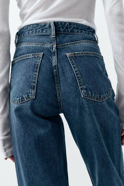 Fall Clothing Wide Leg Mid Waist Long Jeans – High Waisted Denim Pants