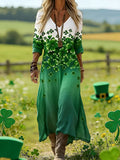 Comstylish Women's Vintage St. Patrick's Day Clover Print Dress