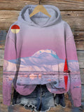 Comstylish Greenland Iceberg Landscape Print Vintage Hoodie
