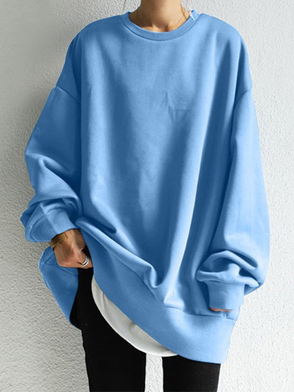Loose Color Round-neck Sweatshirt Top