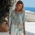 Vintage Floral Pattern Art Linen Comfy Shirt elevenforest