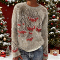 Comstylish Women's Christmas Flower Pattern Cozy Knit Sweater