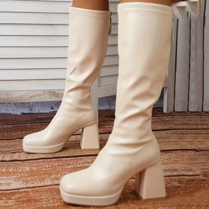 Block Heeled Long Boots Tr7063
