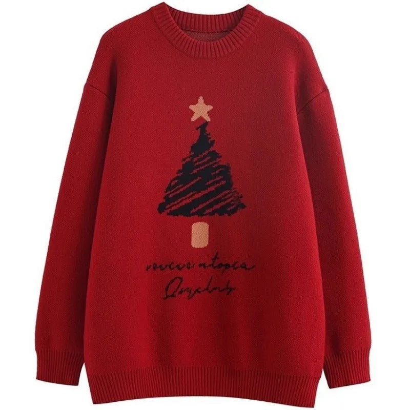 Juana® | Women's oversized knitted sweater with Christmas tree print