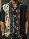 Men's Bohemian Plant Flower Pattern Retro Cotton And Linen Shirt elevenforest