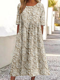 Elegant Floral Lace Embroidered Linen Blend Maxi Dress elevenforest
