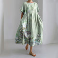Flower Print Short Sleeve Midi Dress elevenforest