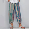 Comstylish Women's Abstract Stripe Art Linen Blend Pants