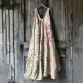 Vintage Patchwork Floral Art Linen Tank Dress elevenforest