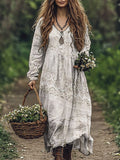 Vintage Lace Women's Linen Maxi Dress elevenforest