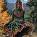 Women's Irish Celtic Knot Contrast Sweater Dress elevenforest