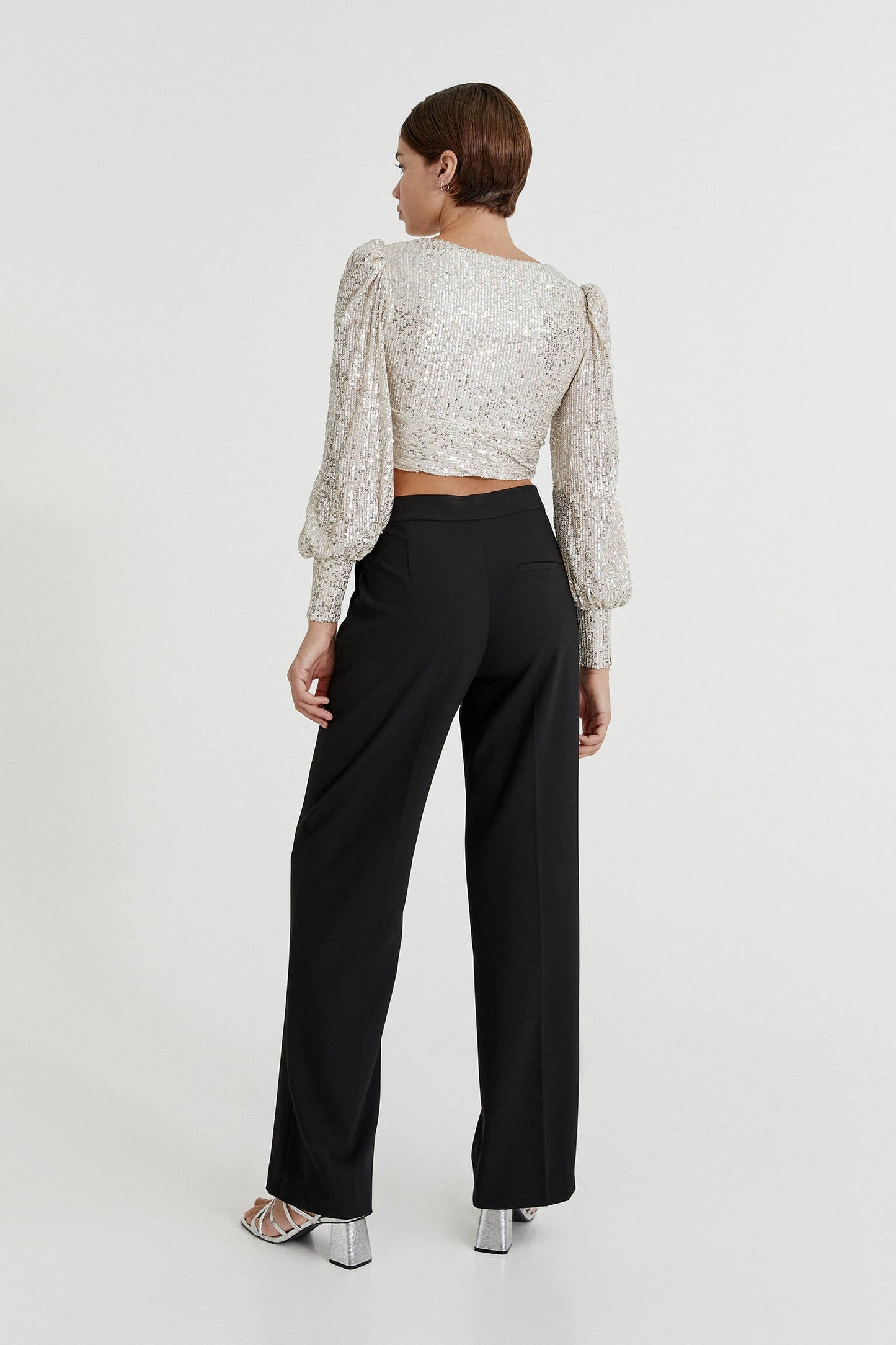 Clothing Party Puff Sleeve Sequined Blouse Long Sleeve Top