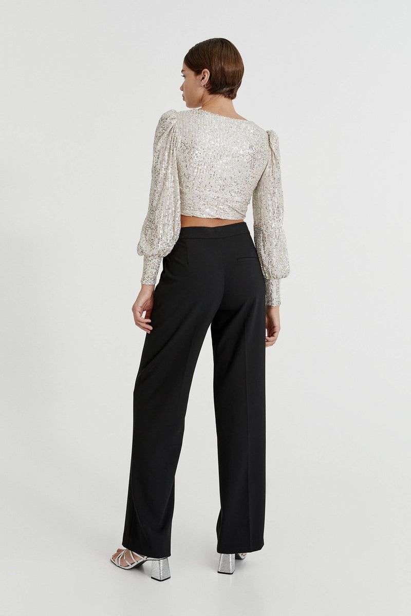Clothing Party Puff Sleeve Sequined Blouse Long Sleeve Top