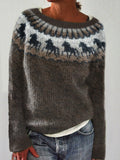 Horse Pattern Cozy Vintage Knit Sweater elevenforest