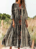 Women's Vintage Bohemian Art Print Flowy Cotton Dress