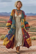 Women's Colorful Rainbow Patchwork Pattern Print Cardigan