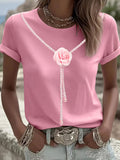 Women's Breast Cancer Awareness Print Round Neck T-shirt elevenforest