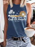 Comstylish Women's Gulf Of Mexico Print Round Neck Tank Top