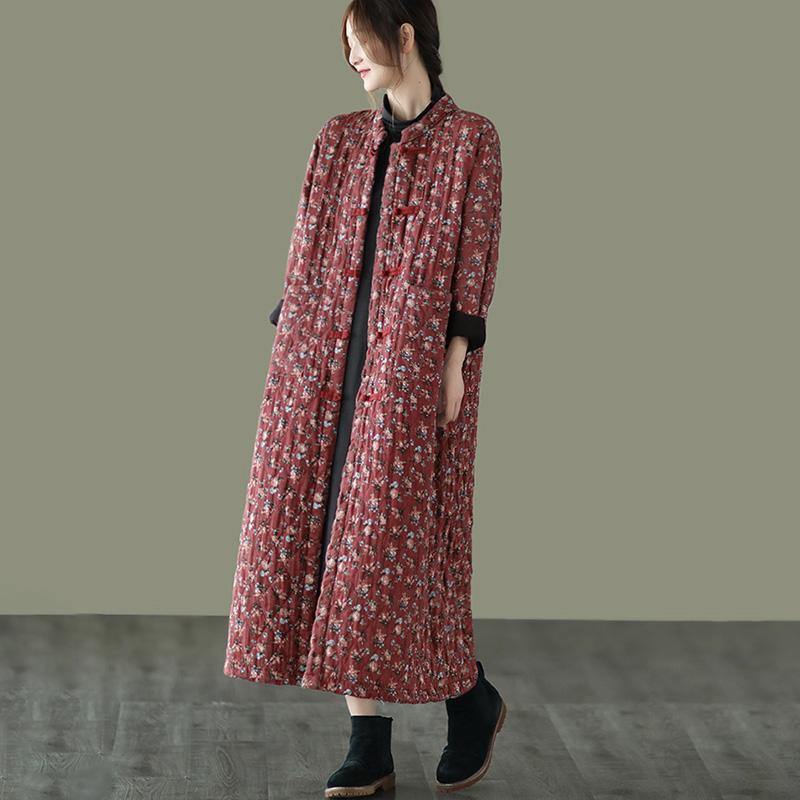 Retro Pocket Warm Long Cotton Coat