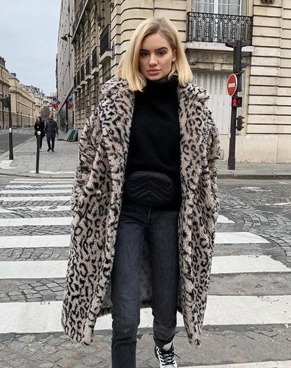 Leopard Eco Fur Coat