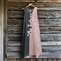 Women's Retro Floral Patchwork Irregular Design Sleeveless Dress elevenforest
