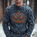 Halloween Pumpkin Lights Viking Men's Knit Crew Sweater artswardrobe