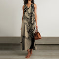 Women's Abstract Stripes Waves Art Sleeveless Dress elevenforest
