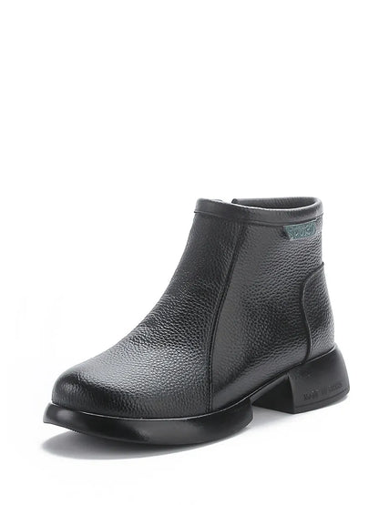 Commute Leather Zipper Mid-heel Boots Ah1065
