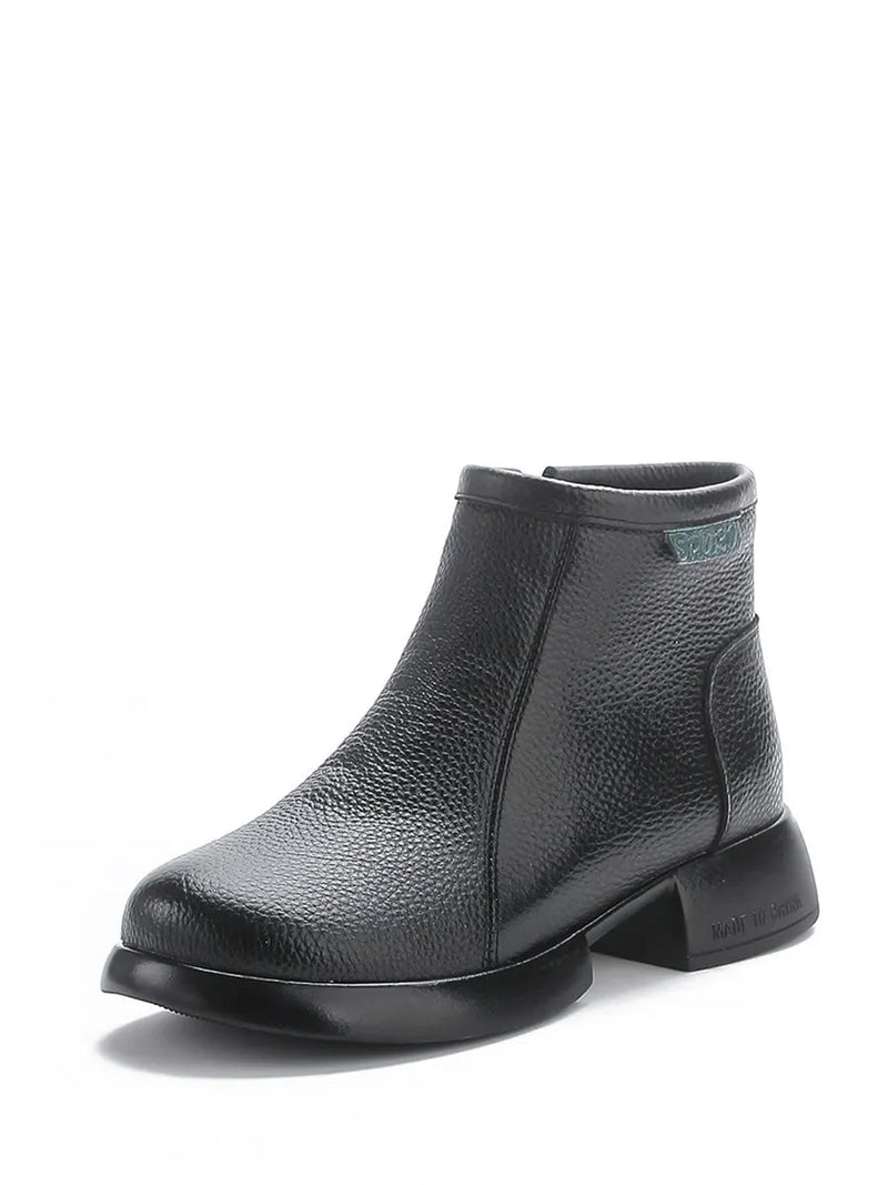 Commute Leather Zipper Mid-heel Boots Ah1065