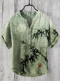 Bamboo Forest Full Moon Night Japanese Art Linen Blend Shirt elevenforest