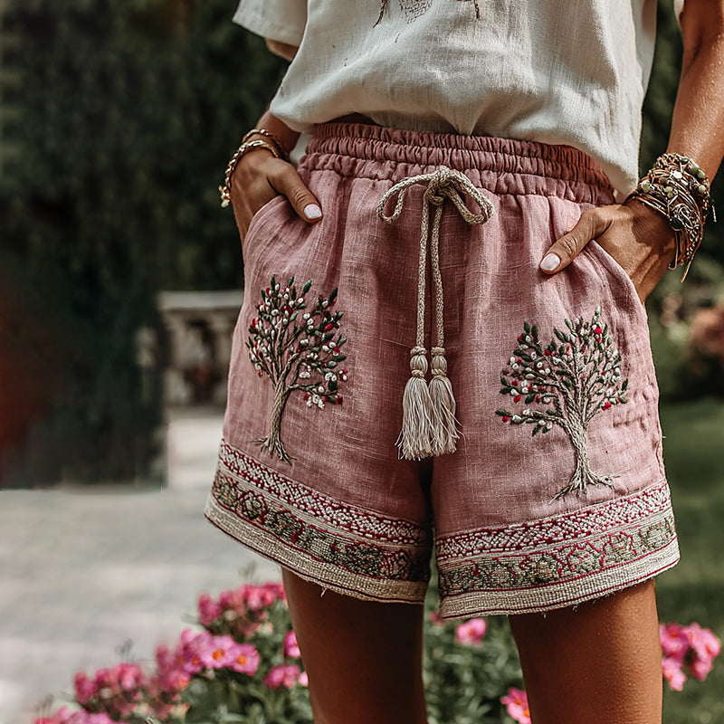 Women's Bohemian Tree Of Life Holiday Shorts elevenforest