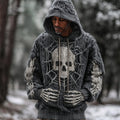 Men's Viking-style Skull And Spider Web Vintage Distressed Sweater elevenforest