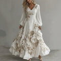 Vintage Boho Floral Art V Neck Maxi Dress elevenforest