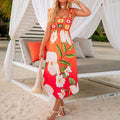 Holiday Style Crochet Patchwork Floral Print Maxi Dress elevenforest