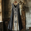 Tribal Celtic Embroidery Patchwork Art Linen Tank Dress elevenforest