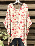 Women's Elegant Rustic Floral Pattern Round Neck Top