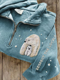 Comstylish Respect The Locals Polar Bears Embroidered Zip Up Sweatshirt