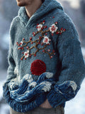 Japanese Plum & Red Sun Art Men's Hooded Sweater elevenforest