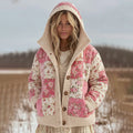 Women's Retro Floral Patchwork Comfortable Hooded Knitted Sweater elevenforest
