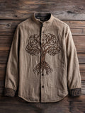 Men's Viking Life Of Tree Celtic Knot Art Linen  Shirt elevenforest