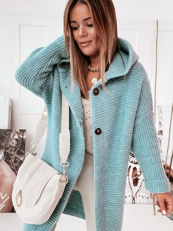 ’s Loose Hooded Sweater Cardigan Sweater