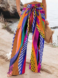 Women's Colorful Holiday Illustration Print Cotton And Linen Casual Pants
