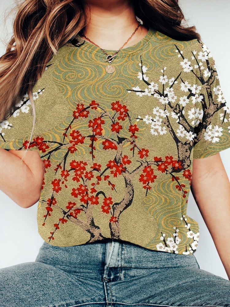 Gold Plum Trees Art Vintage Comfy T Shirt elevenforest