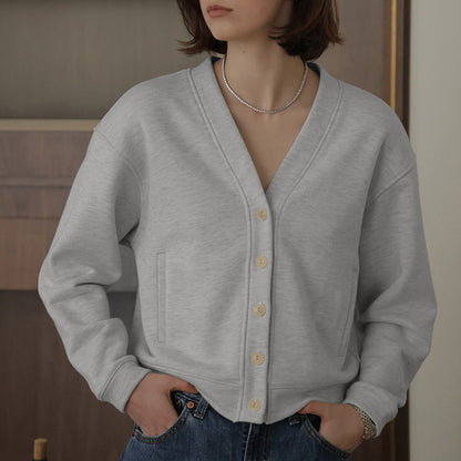 Autumn Winter Classic French V Neck Sweater Cardigan Retro Affordable Hong Kong Pure Cotton Comfortable Niche High End Top