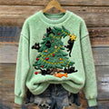 Comstylish Christmas Tree Playful Cats Women's Cozy Plush Sweater